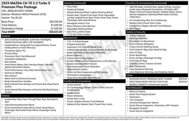 Certified 2025 MAZDA CX-70 3.3 Turbo S w/ Premium Plus image 34
