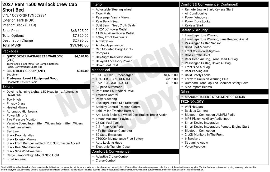 New 2027 RAM 1500 Warlock AWD/4WD image 5