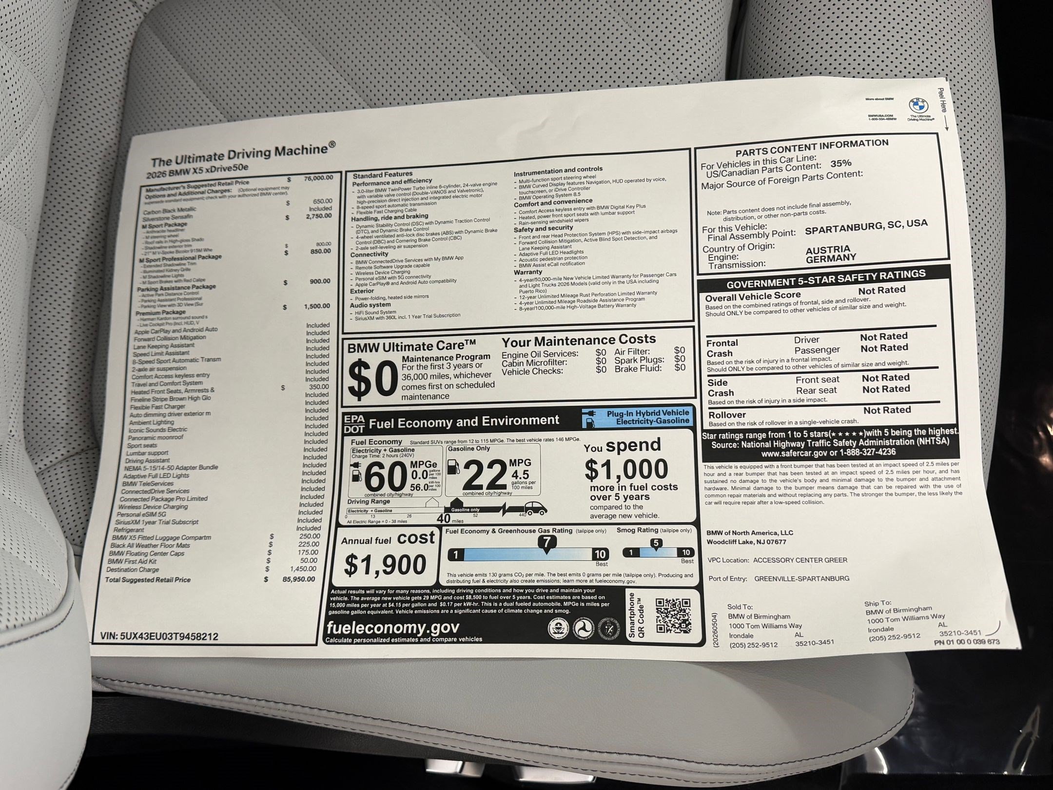 New 2026 BMW X5 xDrive50e w/ M Sport Package AWD/4WD image 31