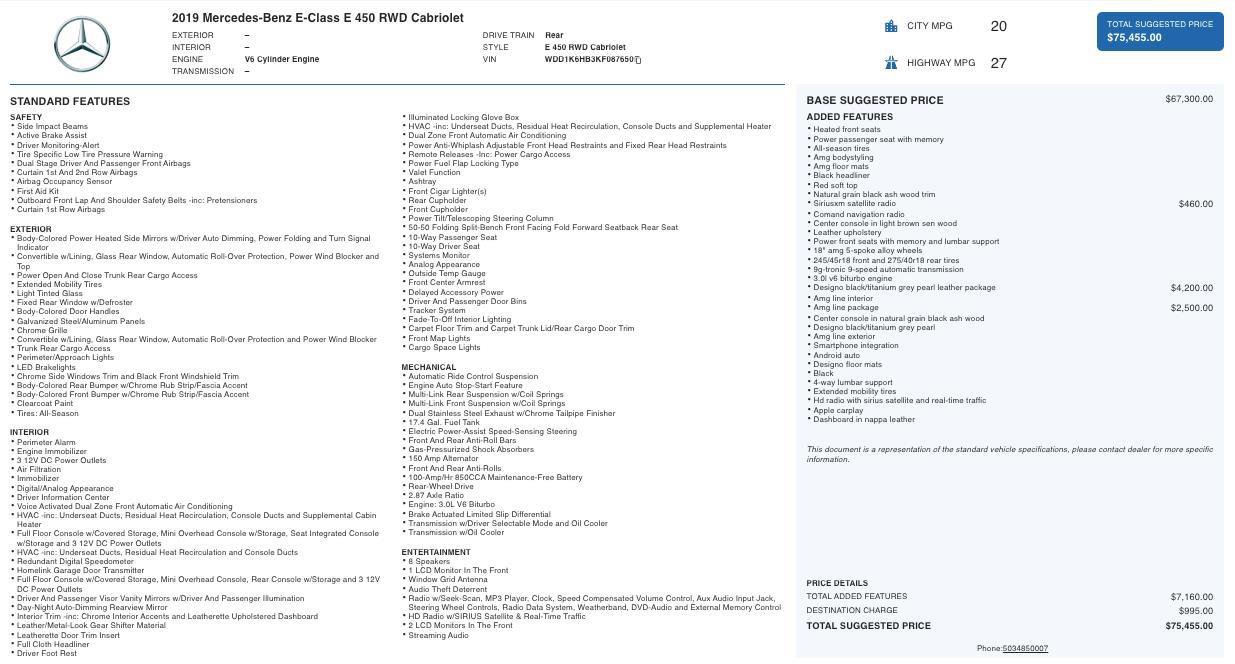 Used 2019 Mercedes-Benz E 450 Cabriolet image 5
