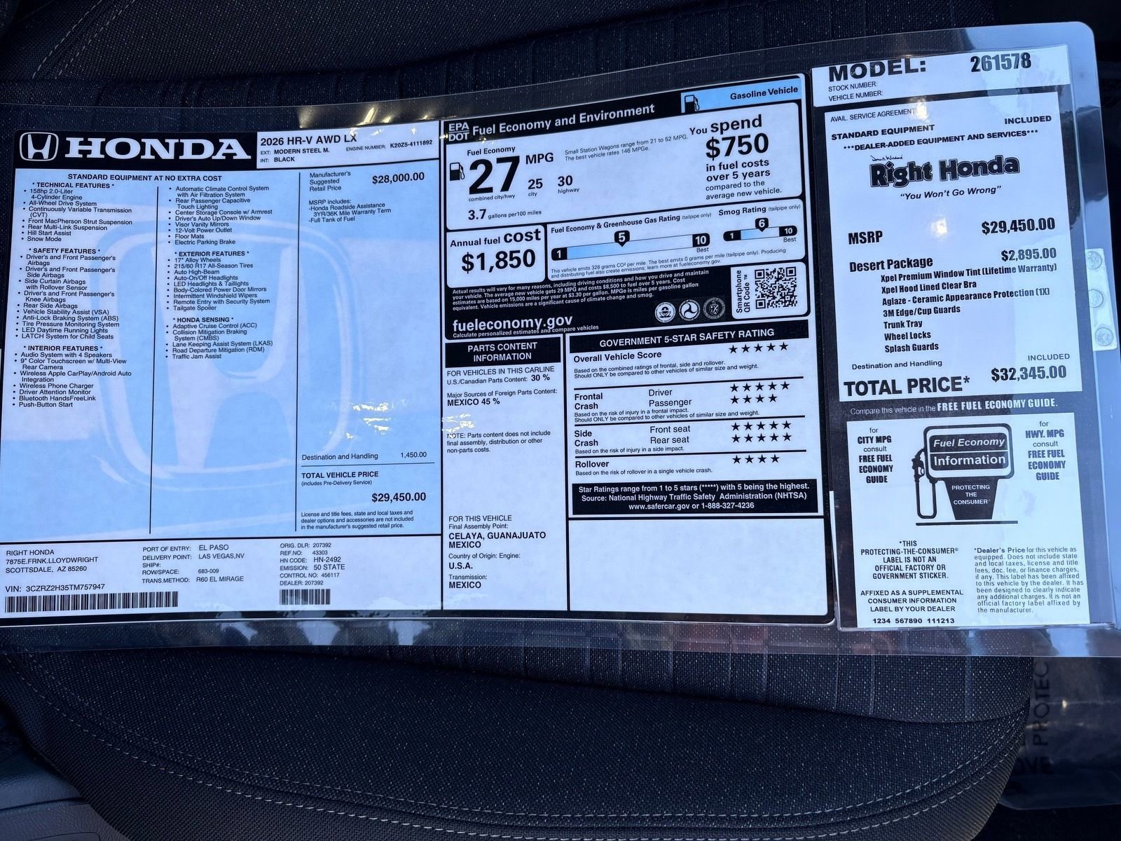 New 2026 Honda HR-V LX image 21