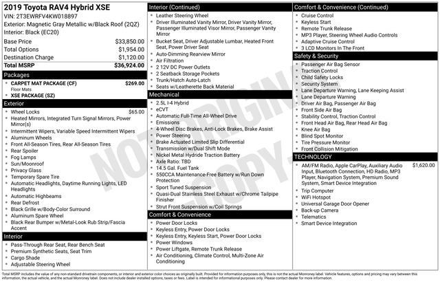 Used 2019 Toyota RAV4 XSE w/ Carpet Mat Package image 36