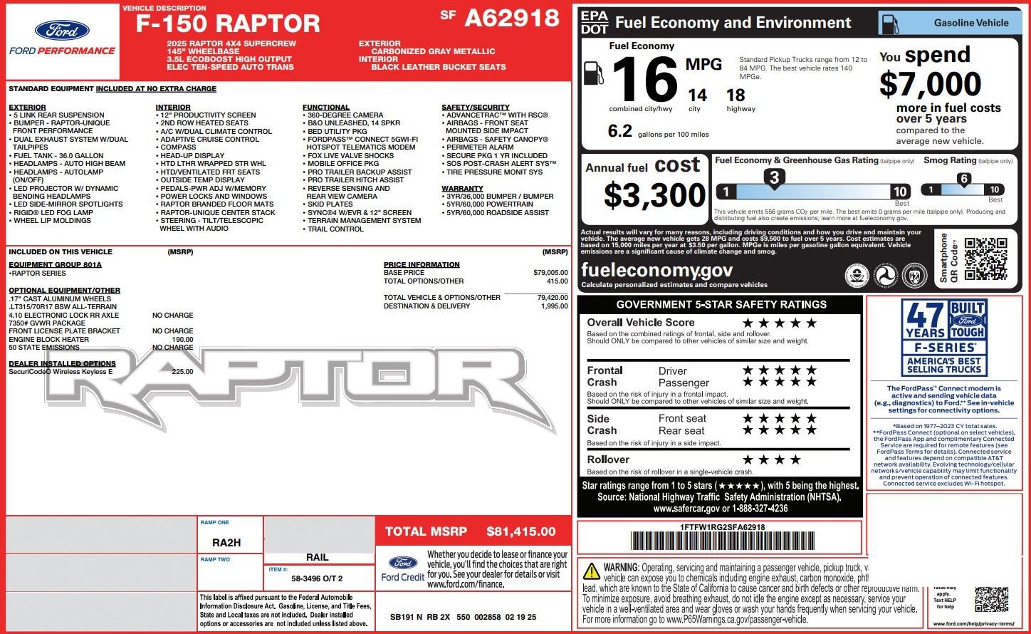 Used 2025 Ford F150 Raptor AWD/4WD image 39