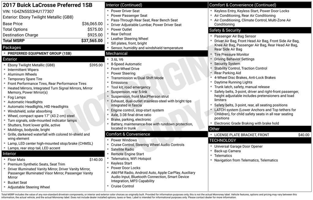 Used 2017 Buick LaCrosse Preferred image 33