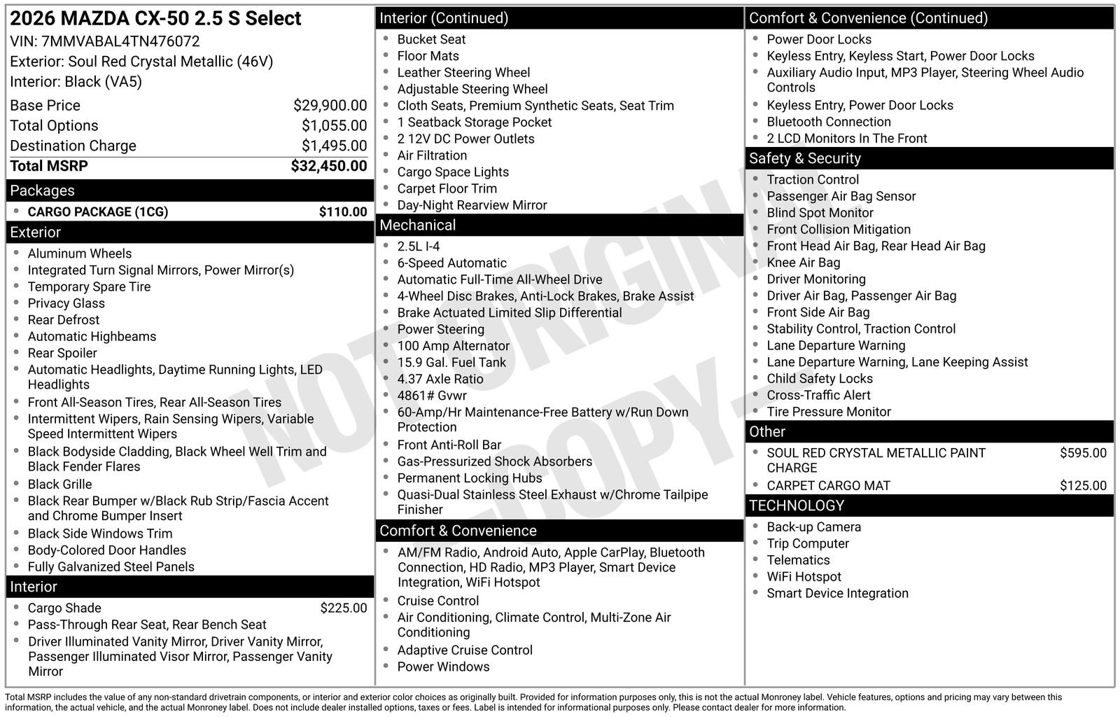 New 2026 MAZDA CX-50 AWD 2.5 S w/ Cargo Package image 22