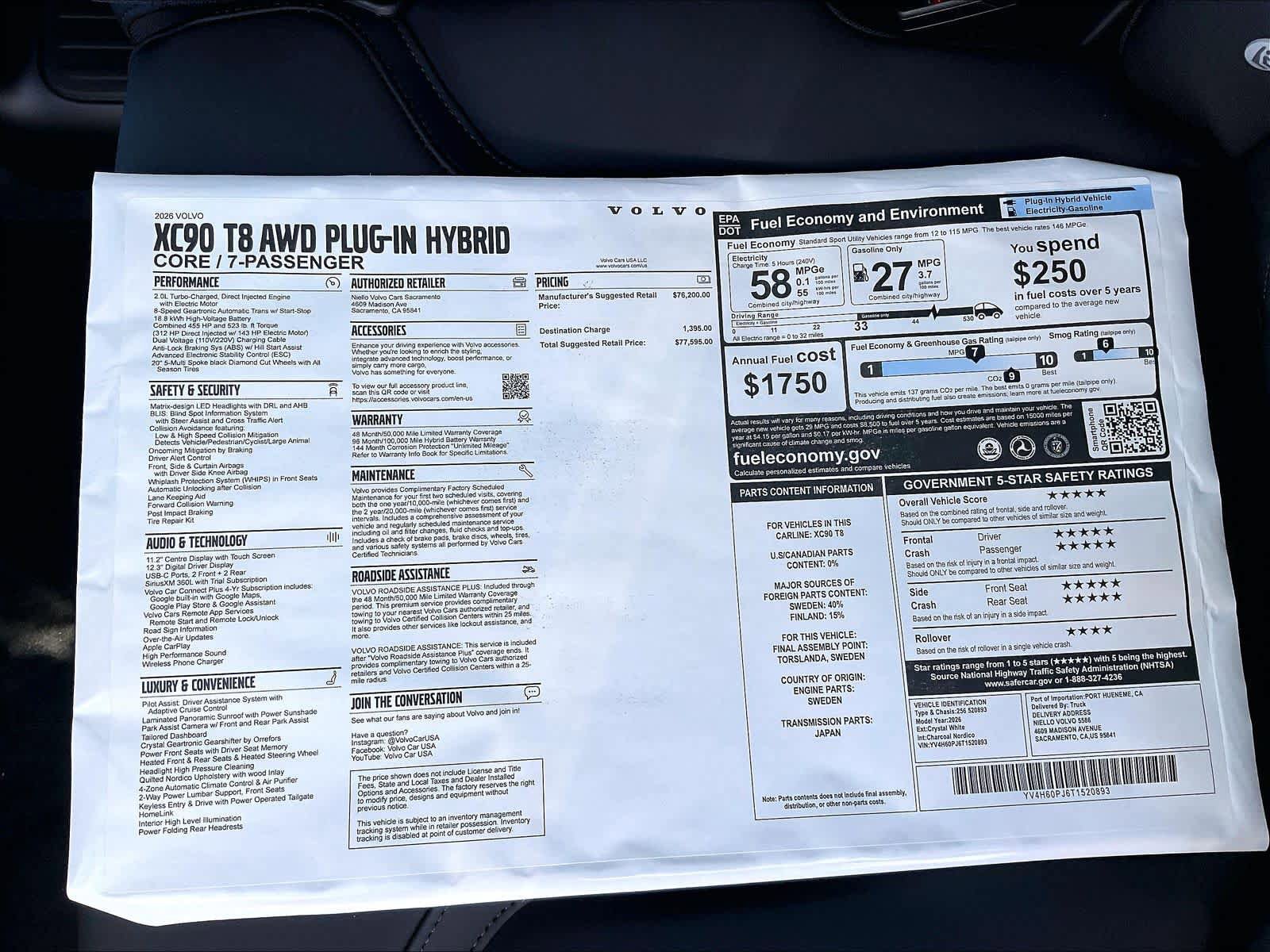 New 2026 Volvo XC90 T8 Core AWD/4WD image 37