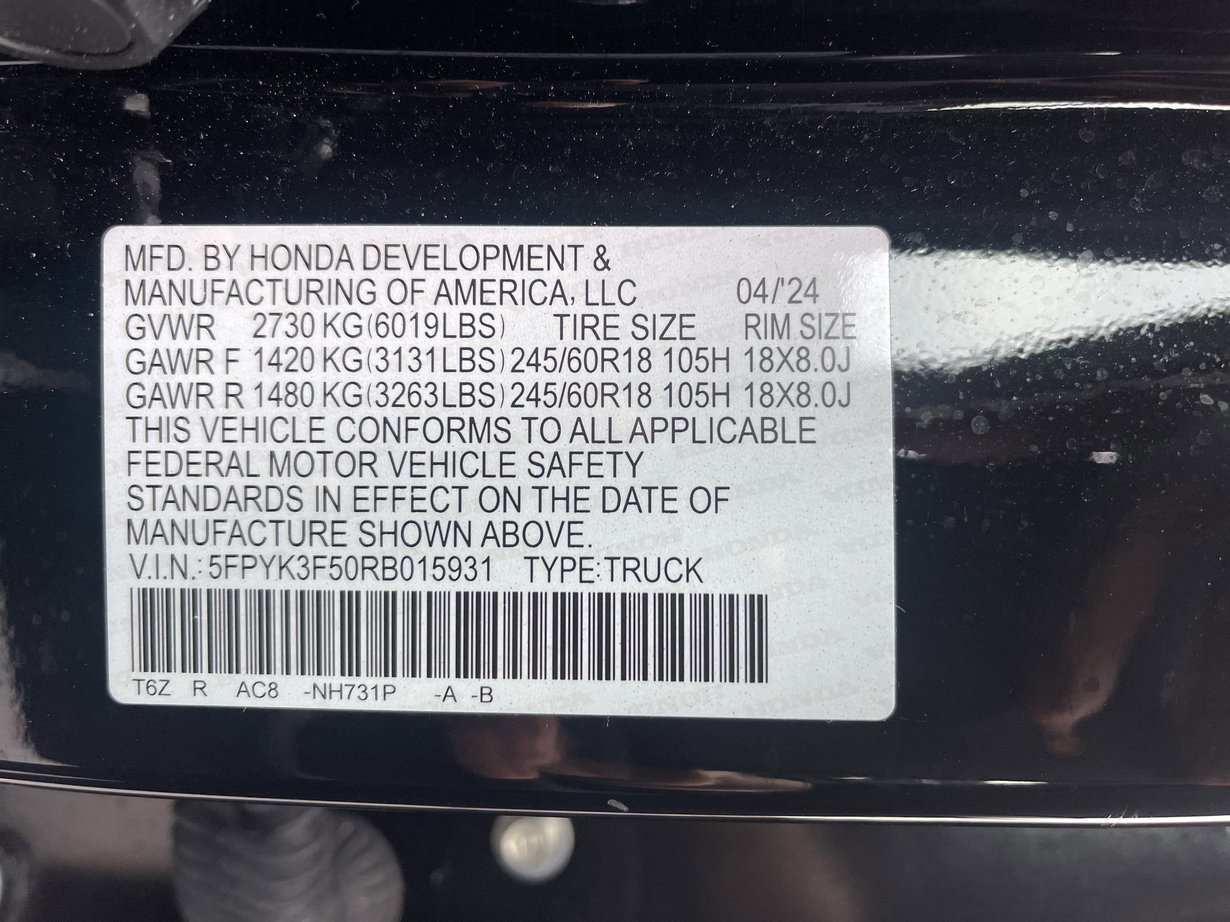 Certified 2024 Honda Ridgeline RTL image 36