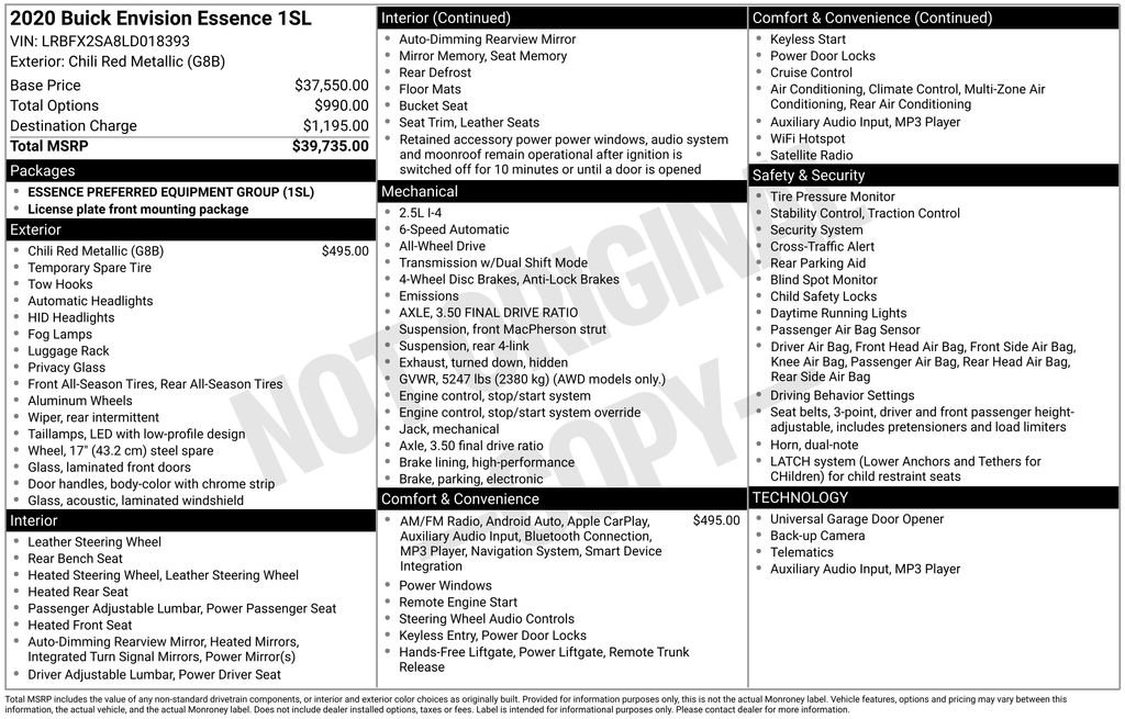 Certified 2020 Buick Envision Essence image 2
