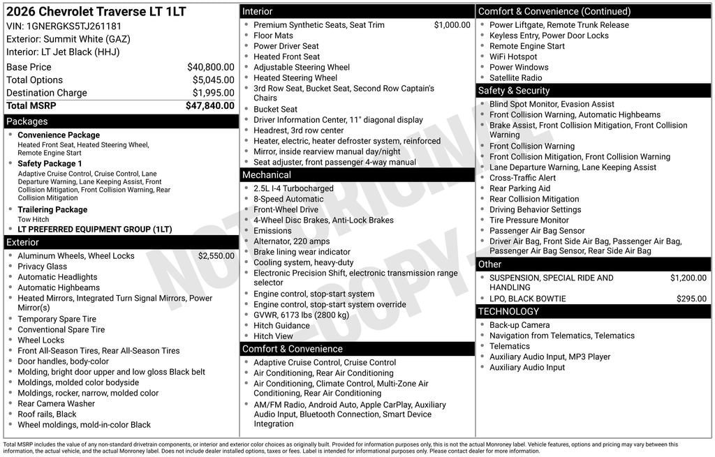 New 2026 Chevrolet Traverse LT image 10