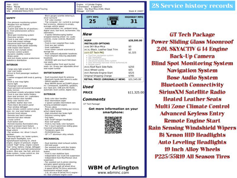Used 2013 MAZDA CX-5 Grand Touring w/ GT Tech Pkg image 2