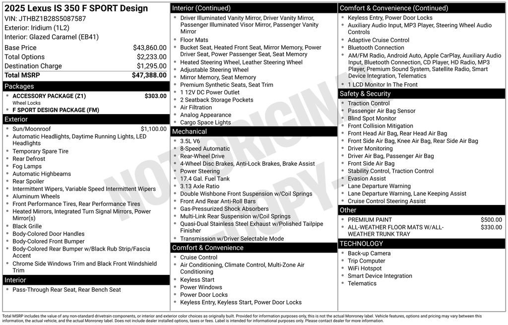 Used 2025 Lexus IS 350 F Sport w/ Accessory Package image 15