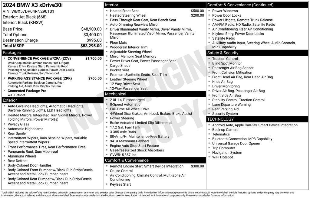 Used 2024 BMW X3 xDrive30i w/ Convenience Package w/ZPA image 40