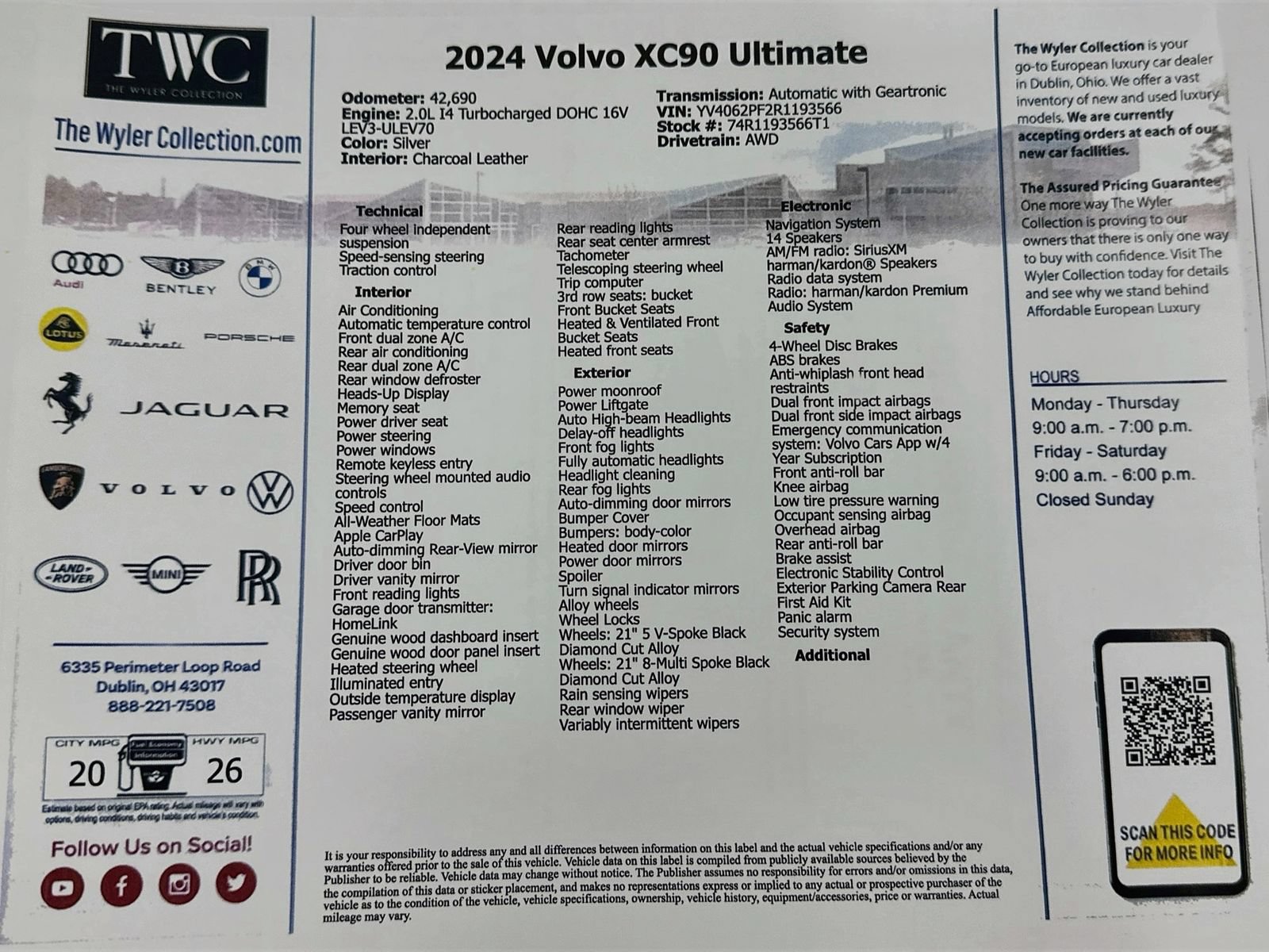 Used 2024 Volvo XC90 B6 Ultimate w/ Protection Package Premier AWD/4WD image 49