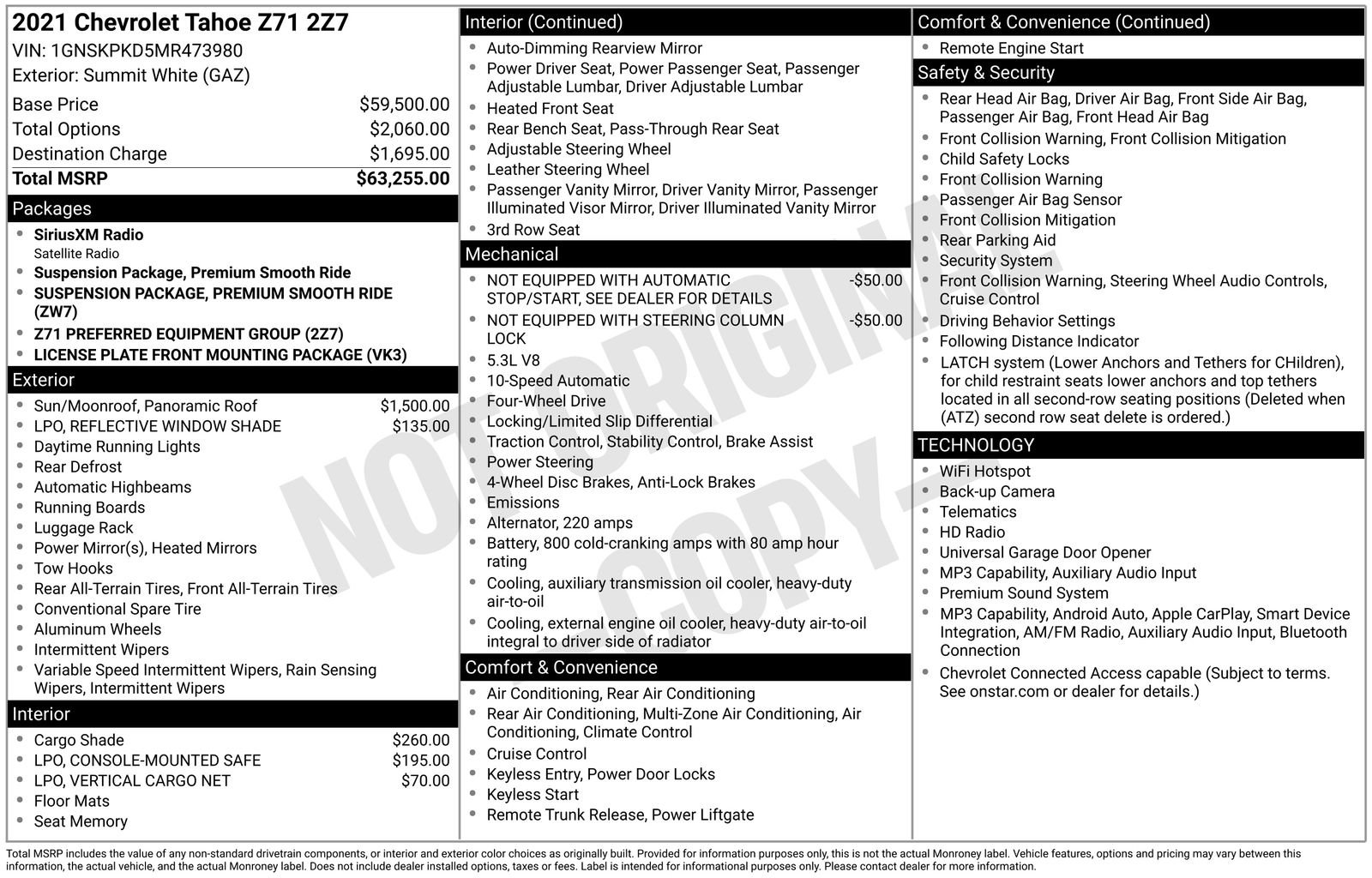 Used 2021 Chevrolet Tahoe Z71 AWD/4WD image 8