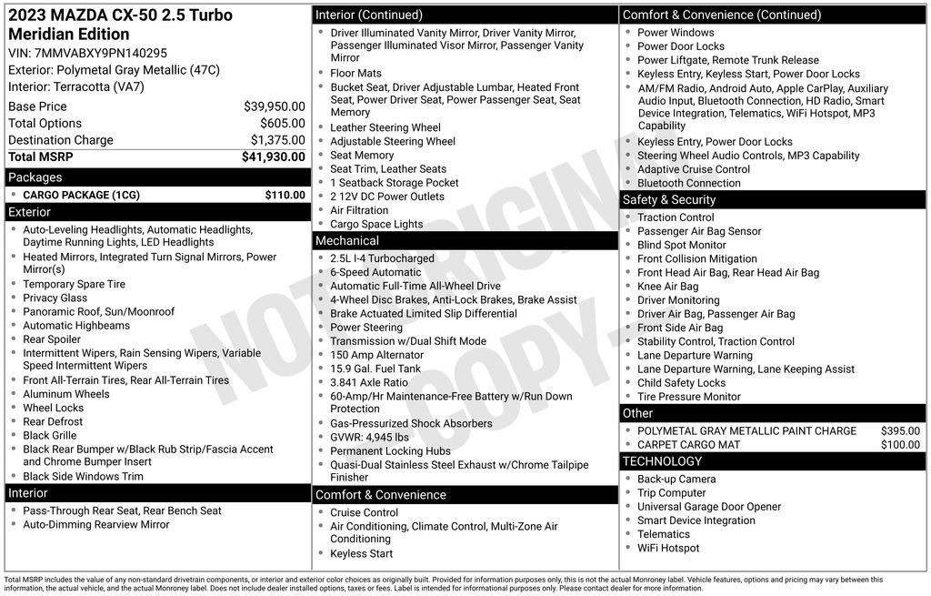 Certified 2023 MAZDA CX-50 Meridian Edition w/ Cargo Package image 12