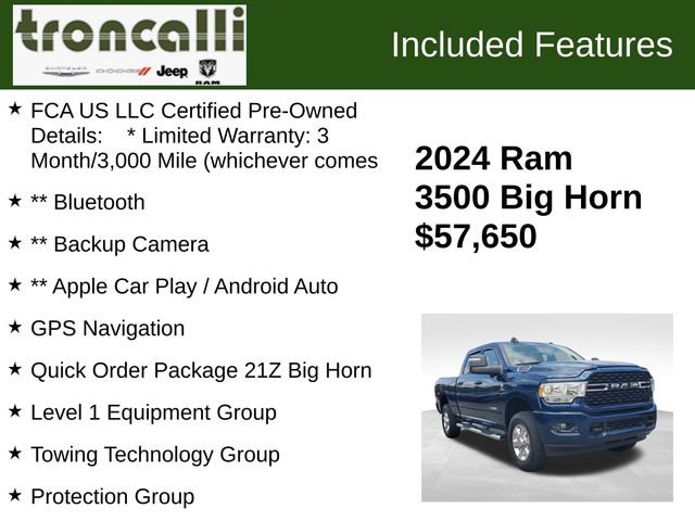 Certified 2024 RAM 3500 Big Horn w/ Towing Technology Group AWD/4WD image 5
