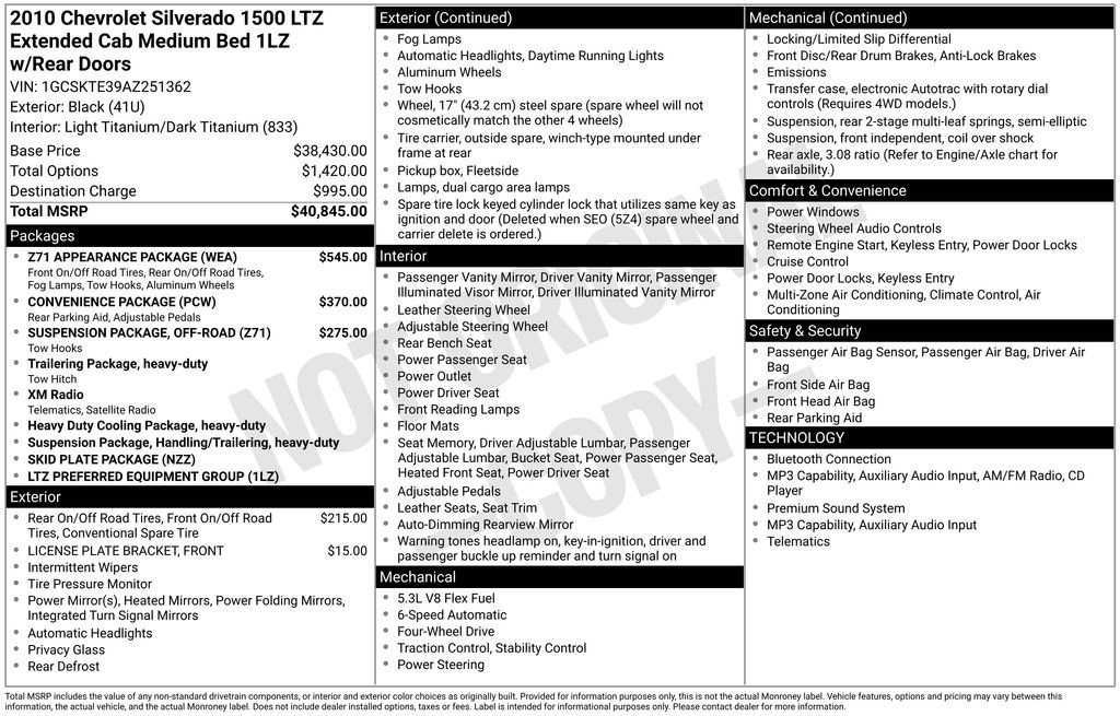Used 2010 Chevrolet Silverado 1500 LTZ w/ Z71 Appearance Package AWD/4WD image 15