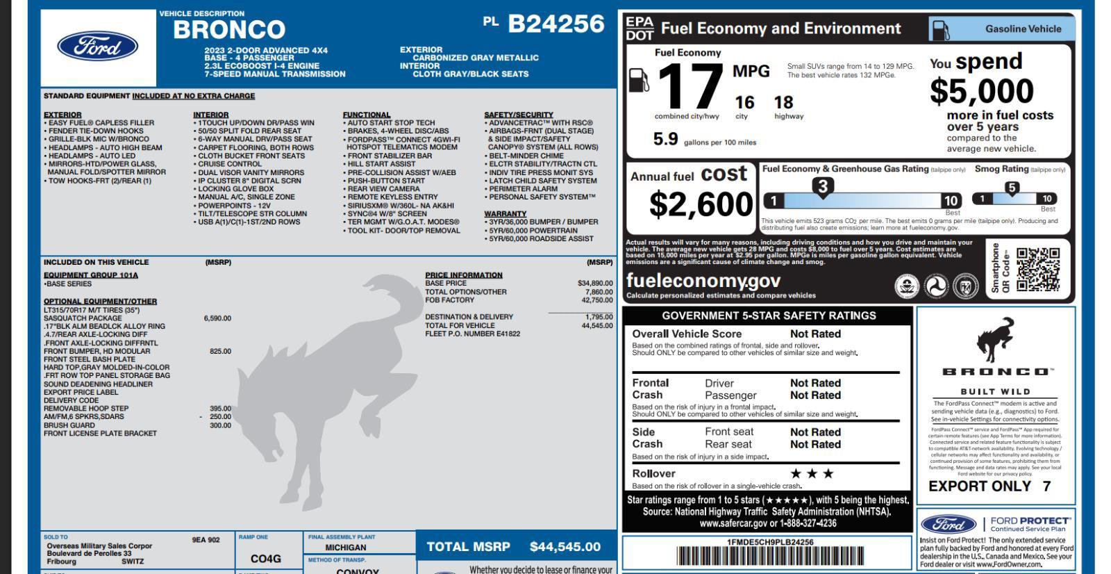 Used 2023 Ford Bronco 2-Door w/ Sasquatch Package image 4