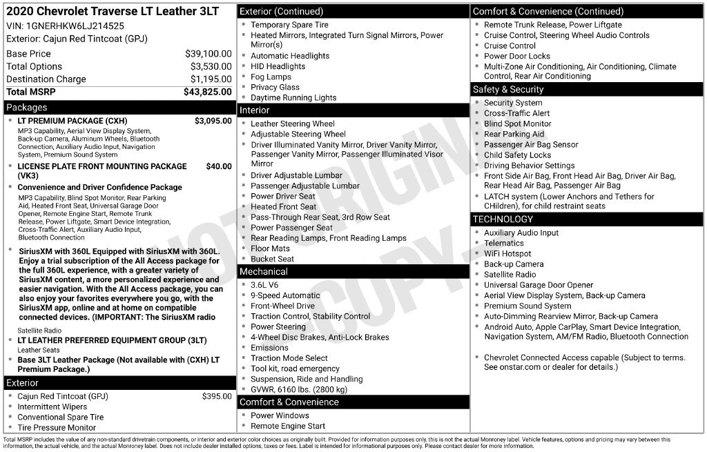 Certified 2020 Chevrolet Traverse LT w/ LT Premium Package FWD image 11