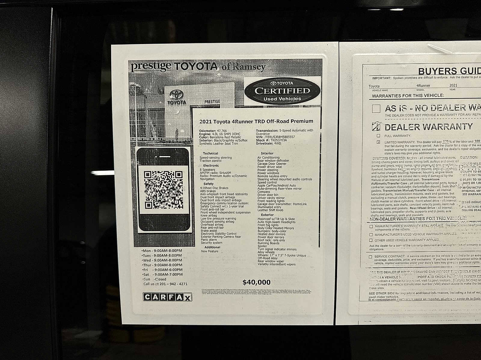 Used 2021 Toyota 4Runner TRD Off-Road Premium w/ Moonroof Package image 13