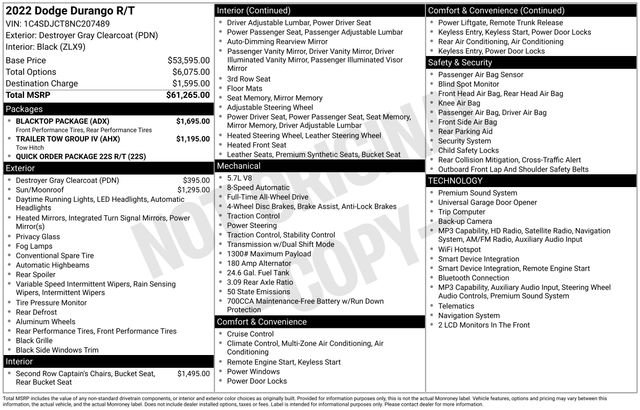 Used 2022 Dodge Durango R/T w/ Blacktop Package AWD/4WD image 10