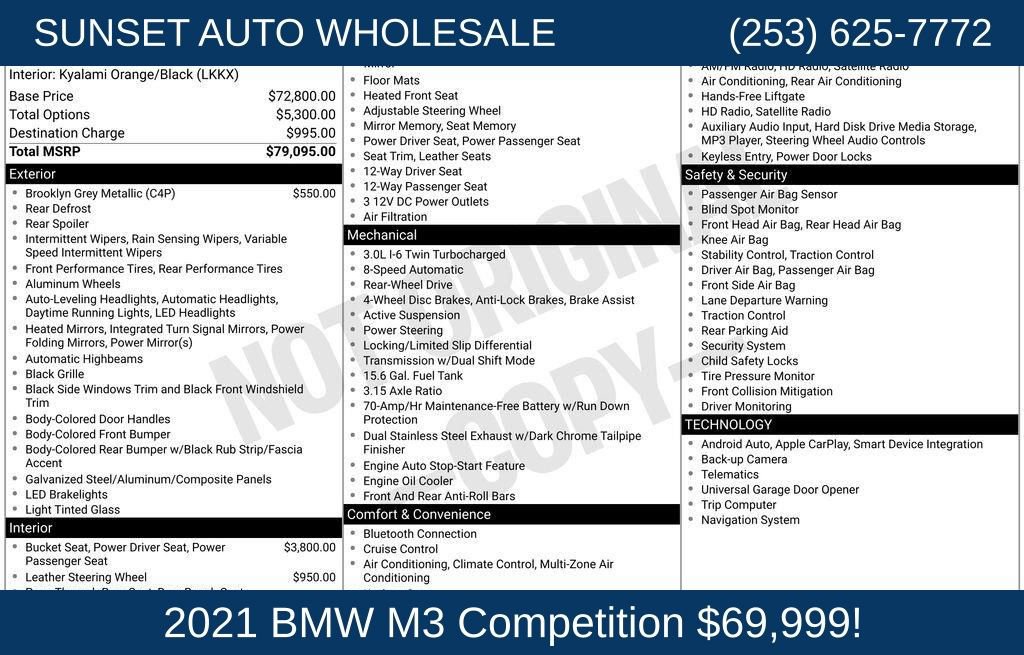 Used 2021 BMW M3 Competition RWD image 50