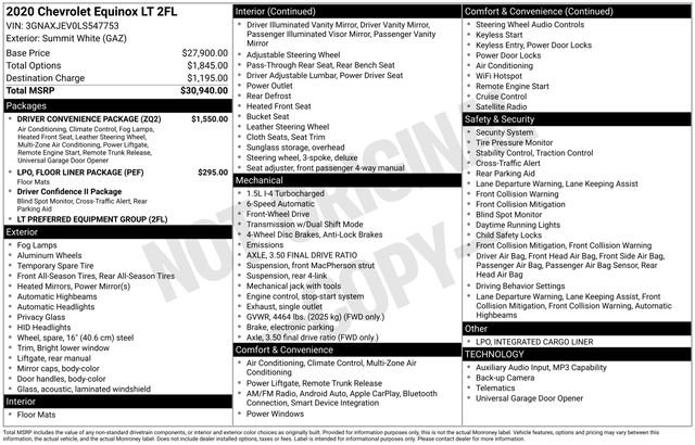 Used 2020 Chevrolet Equinox LT w/ Driver Convenience Package FWD image 7