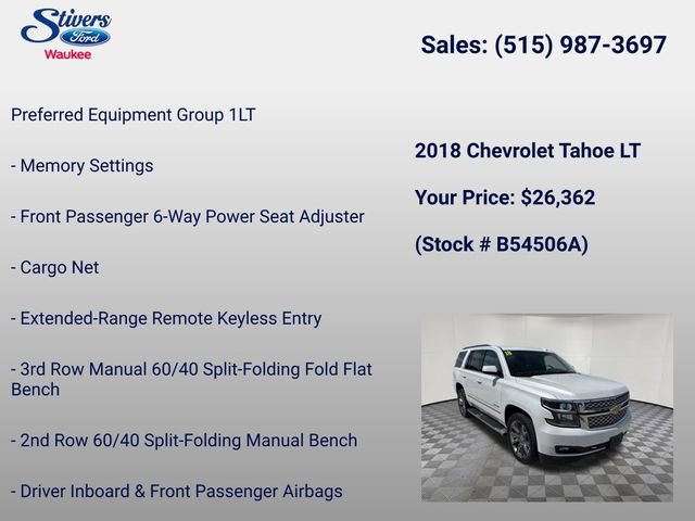 Used 2018 Chevrolet Tahoe LT w/ LT Signature Package AWD/4WD image 7