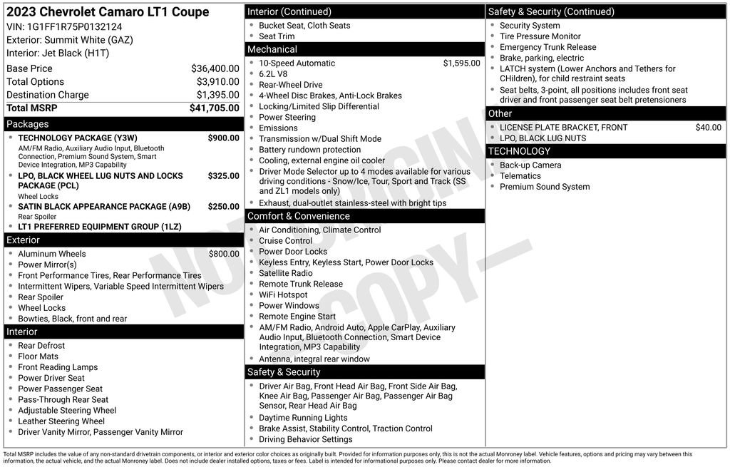 Used 2023 Chevrolet Camaro LT w/ Technology Package RWD image 6