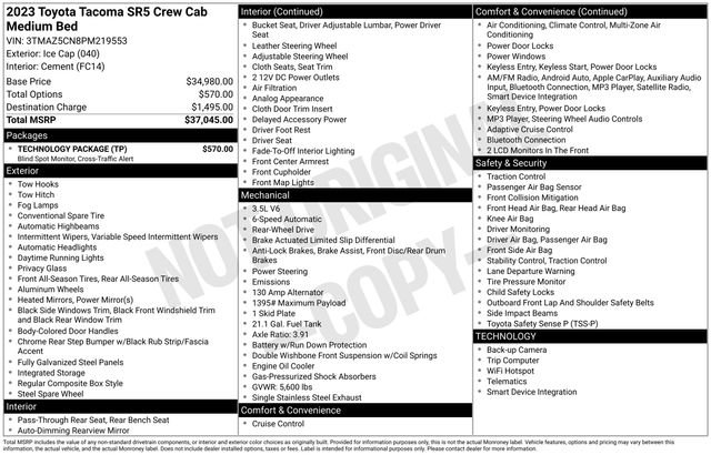 Used 2023 Toyota Tacoma SR5 w/ Technology Package RWD image 9