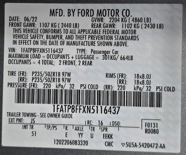 Used 2022 Ford Mustang GT Premium w/ Equipment Group 401A RWD image 40