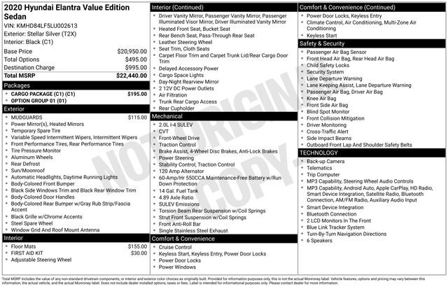 Used 2020 Hyundai Elantra Value Edition w/ Cargo Package (C1) FWD image 7