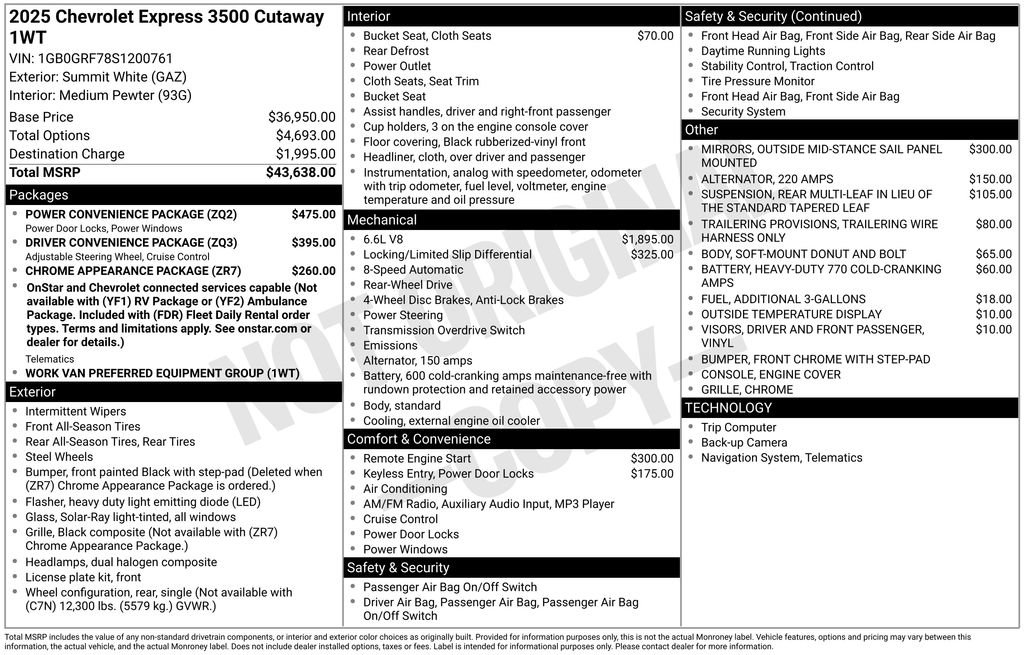 New 2025 Chevrolet Express 3500 Work Van w/ Power Convenience Package image 12