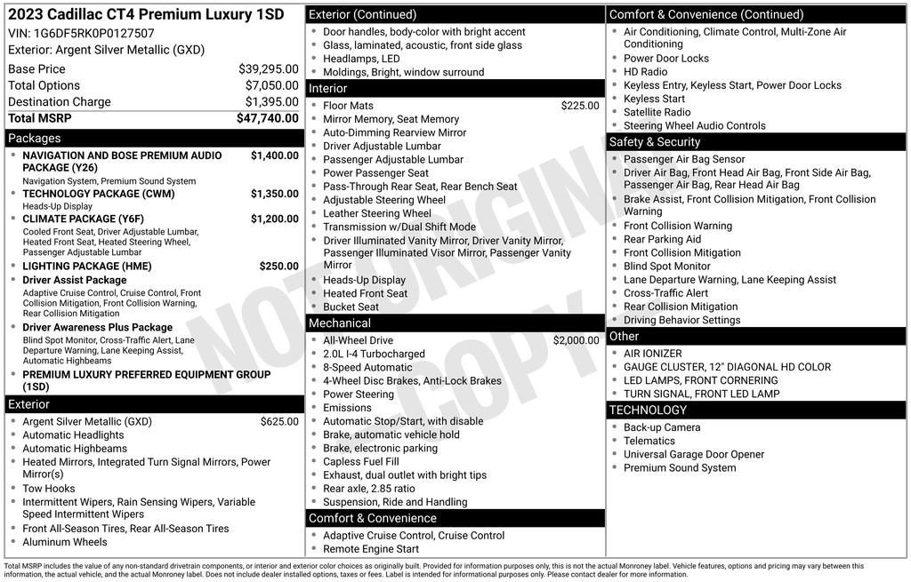 Certified 2023 Cadillac CT4 Premium Luxury AWD/4WD image 20