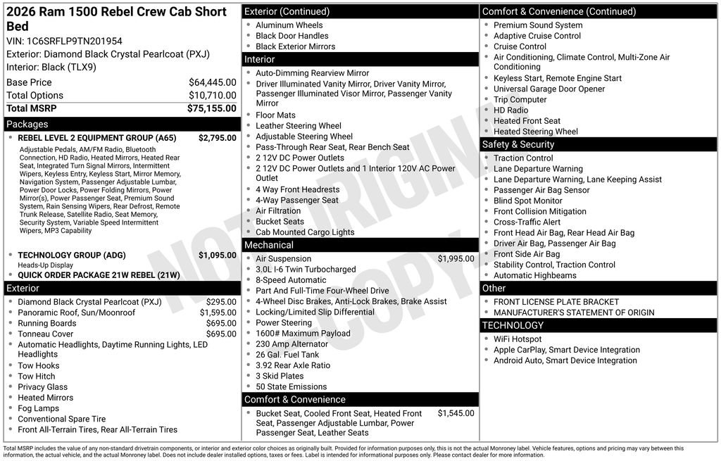 New 2026 RAM 1500 Rebel w/ Rebel Level 2 Equipment Group image 2