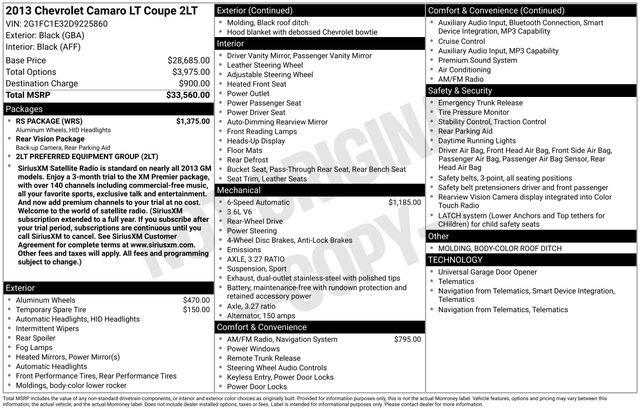 Used 2013 Chevrolet Camaro LT w/ RS Package image 36