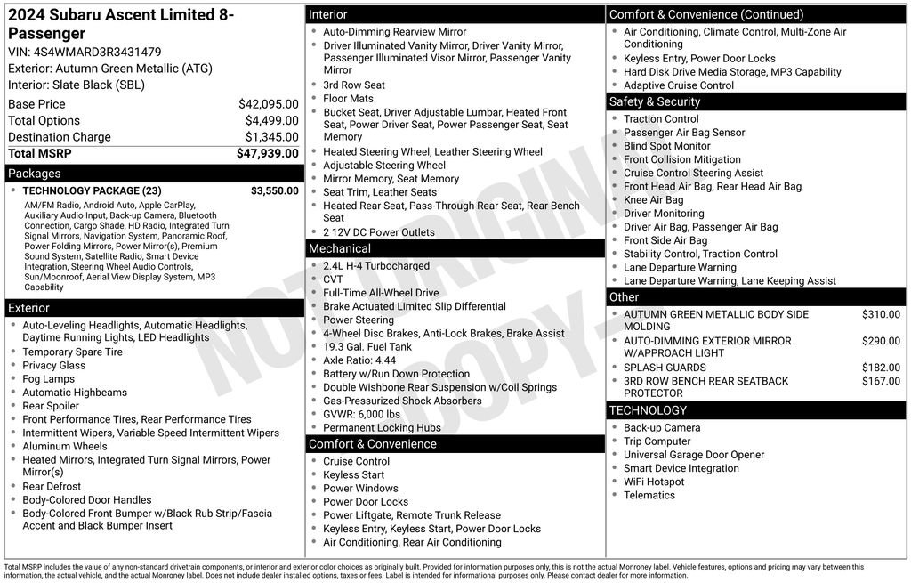 Used 2024 Subaru Ascent Limited w/ Technology Package image 35
