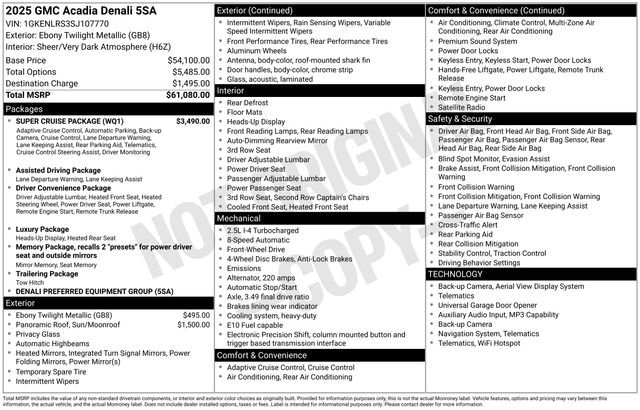Used 2025 GMC Acadia Denali w/ Super Cruise Package FWD image 7