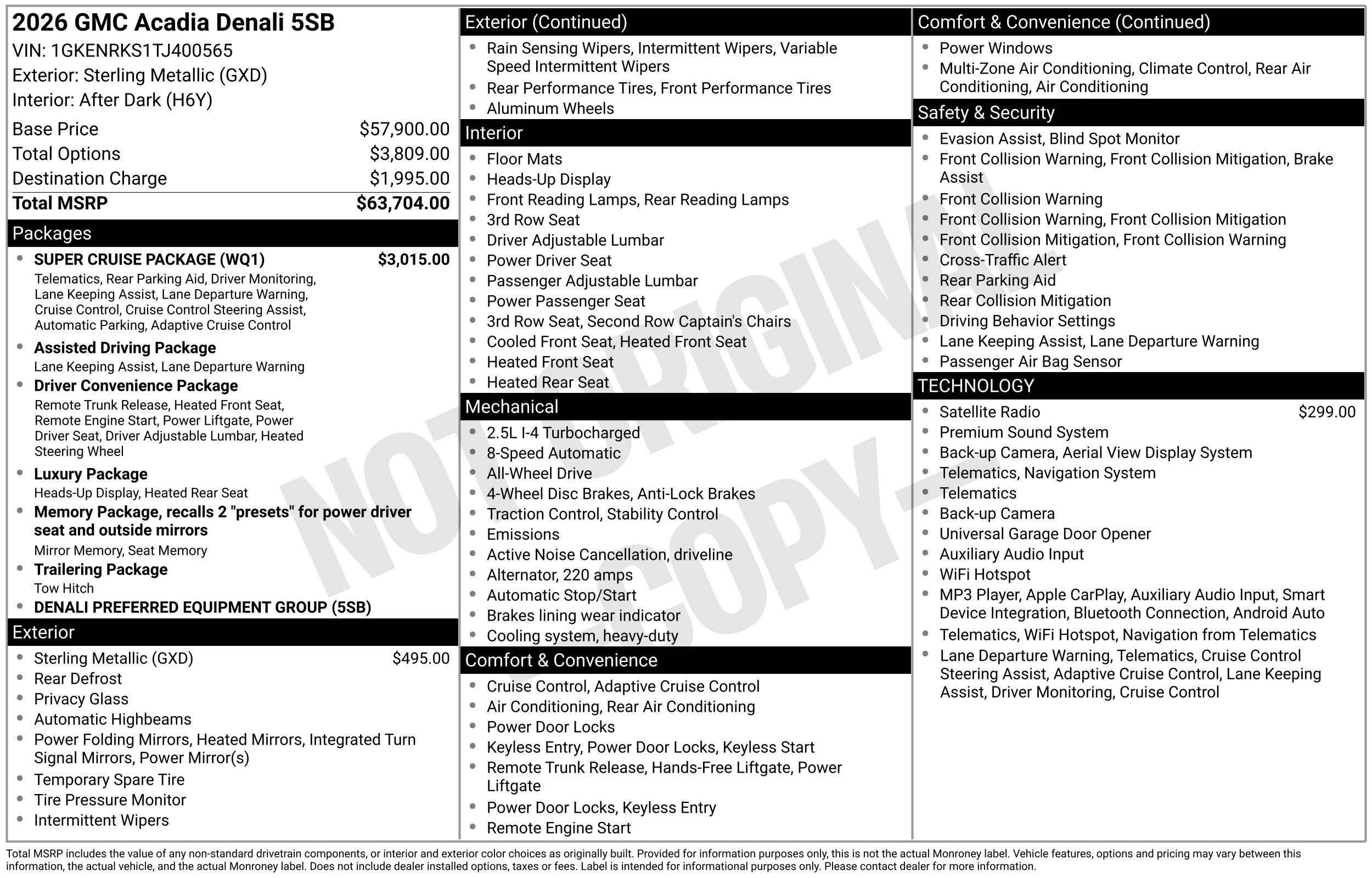 New 2026 GMC Acadia Denali w/ Super Cruise Package AWD/4WD image 3