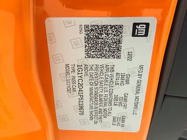 Certified 2023 Chevrolet Corvette Stingray Premium Cpe w/ Z51 Performance Package image 23