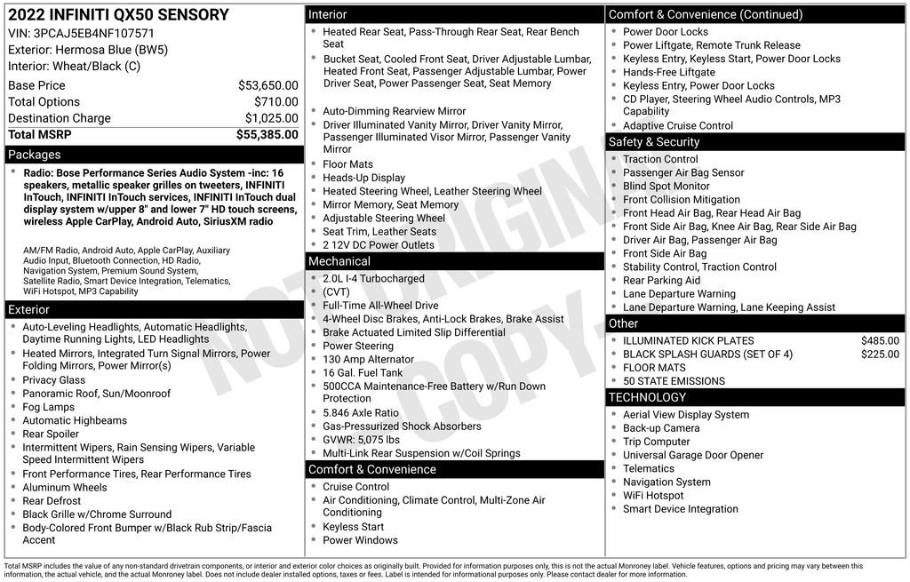 Used 2022 INFINITI QX50 Sensory image 38