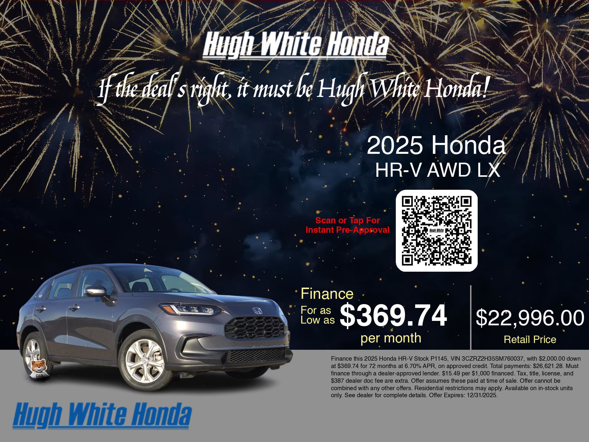 Used 2025 Honda HR-V LX image 3