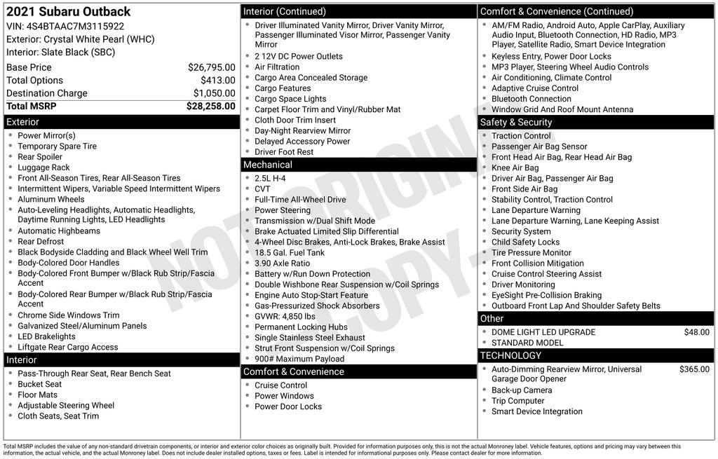 Used 2021 Subaru Outback 2.5i image 6
