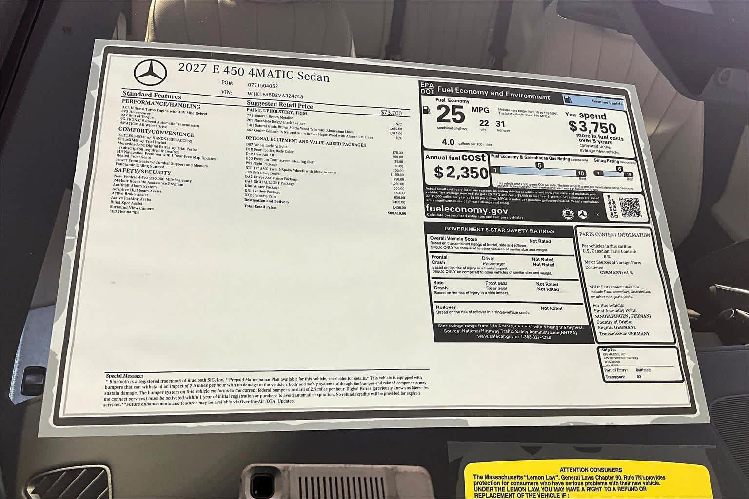 New 2027 Mercedes-Benz E 450 4MATIC Sedan image 18