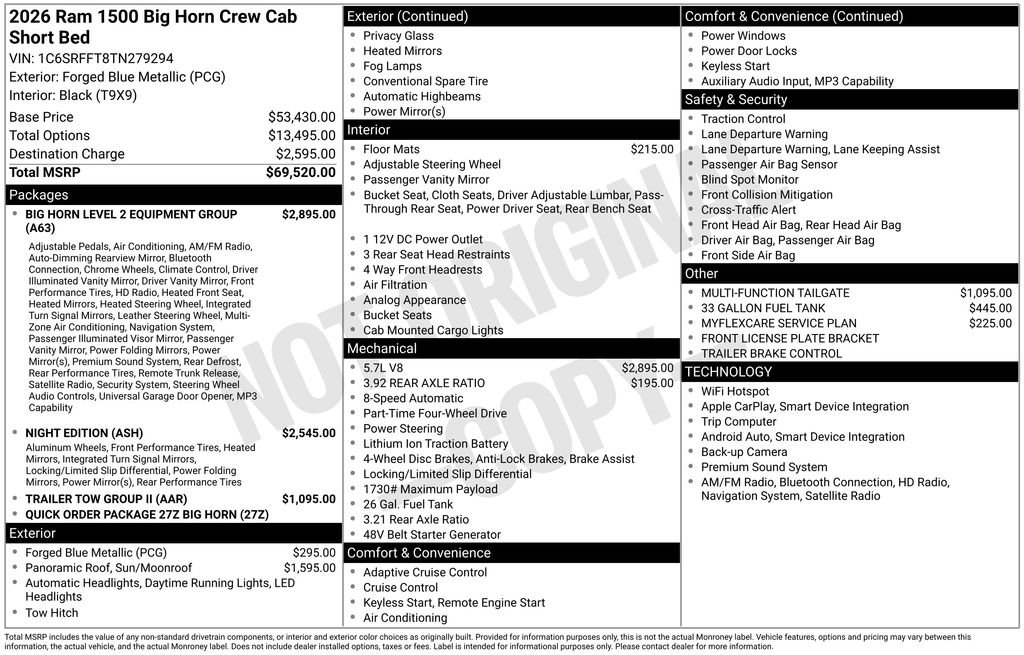 New 2026 RAM 1500 Big Horn AWD/4WD image 3