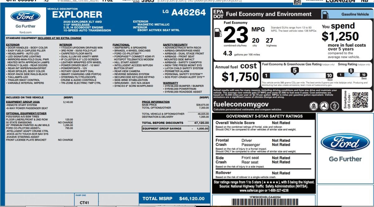 Used 2020 Ford Explorer XLT w/ Equipment Group 202A AWD/4WD image 15