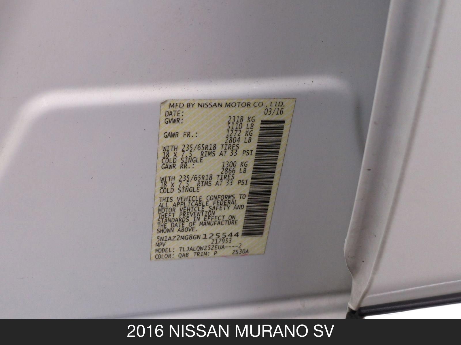 Used 2016 Nissan Murano SV FWD image 25