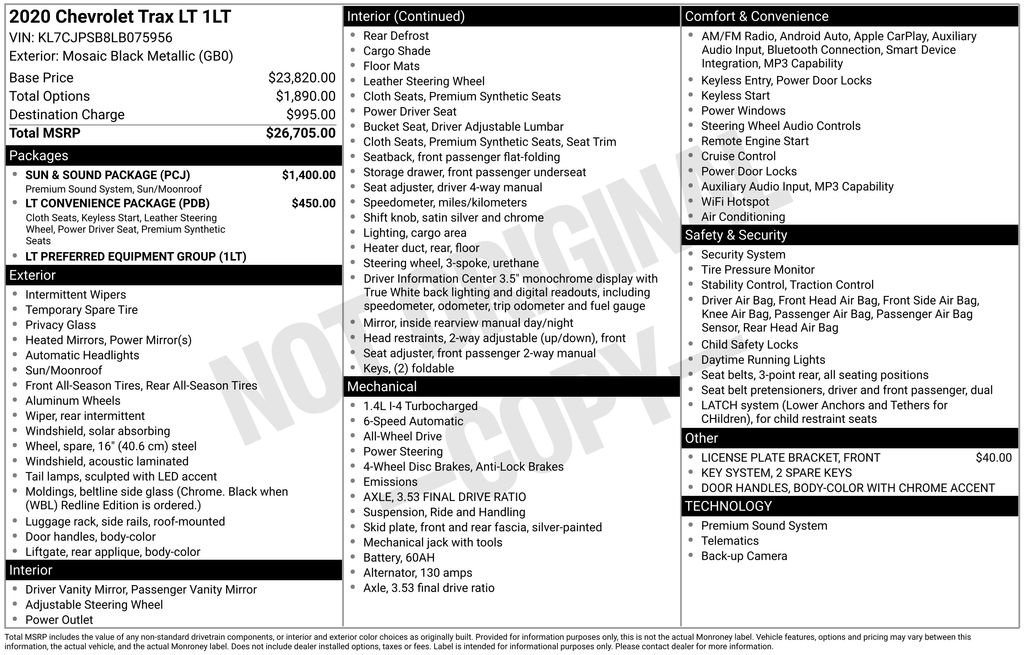 Used 2020 Chevrolet Trax LT w/ Sun & Sound Package AWD/4WD image 3