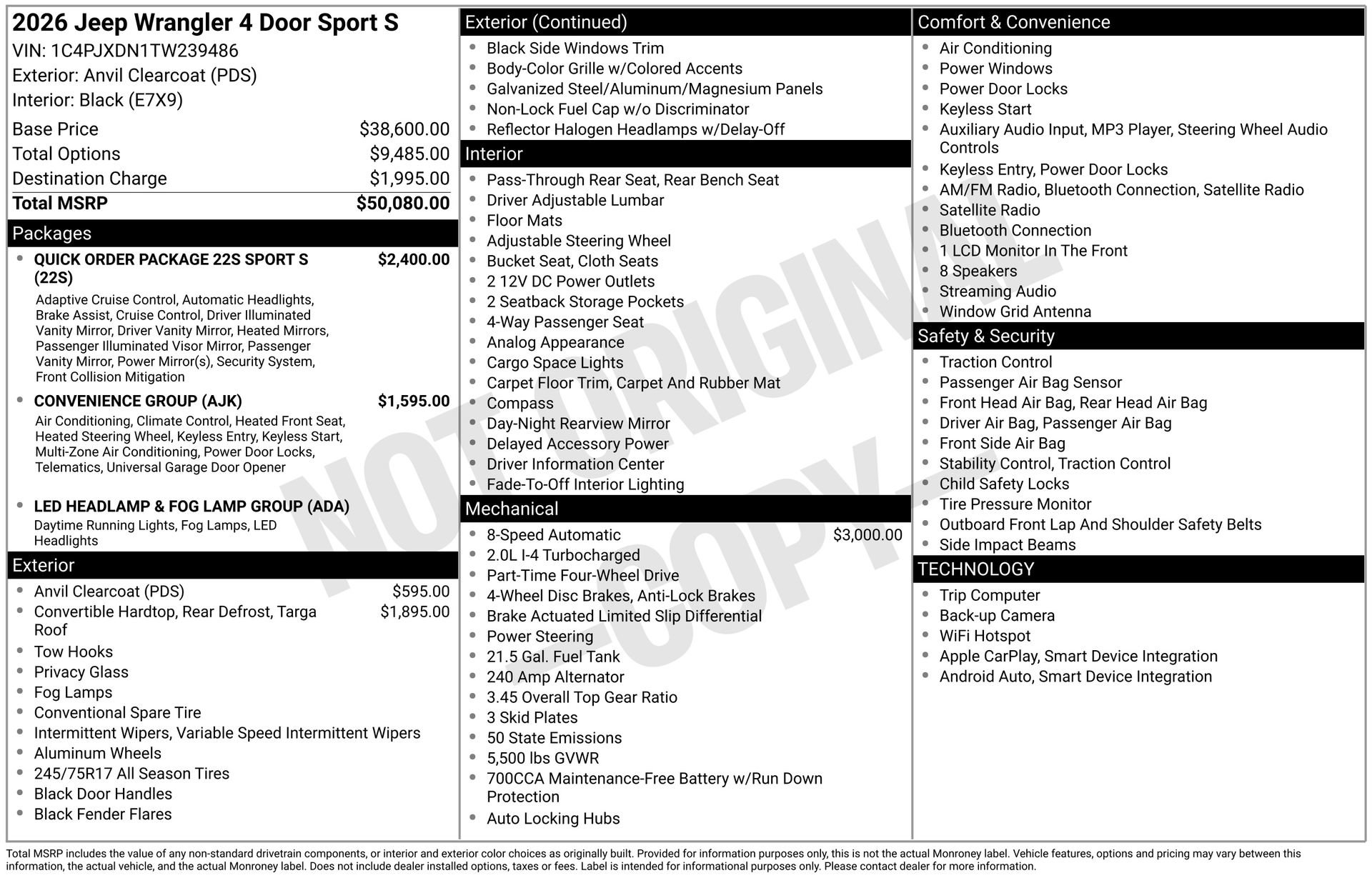 New 2026 Jeep Wrangler Sport S image 3