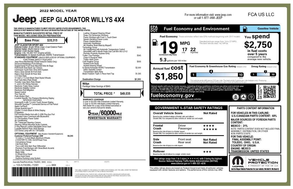 Certified 2022 Jeep Gladiator Willys image 4